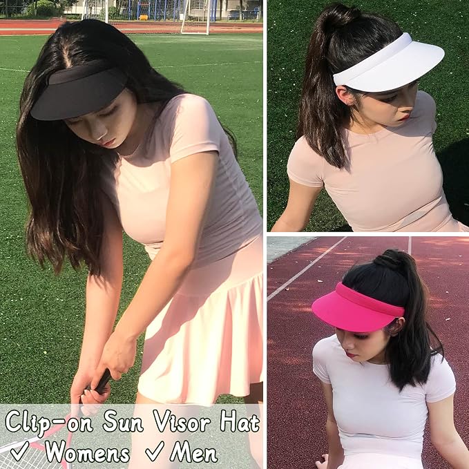 3 Pack Sports Sun Visor Hat Women Men Adjustable Clip On Visors Outdoor Golf - Image 4