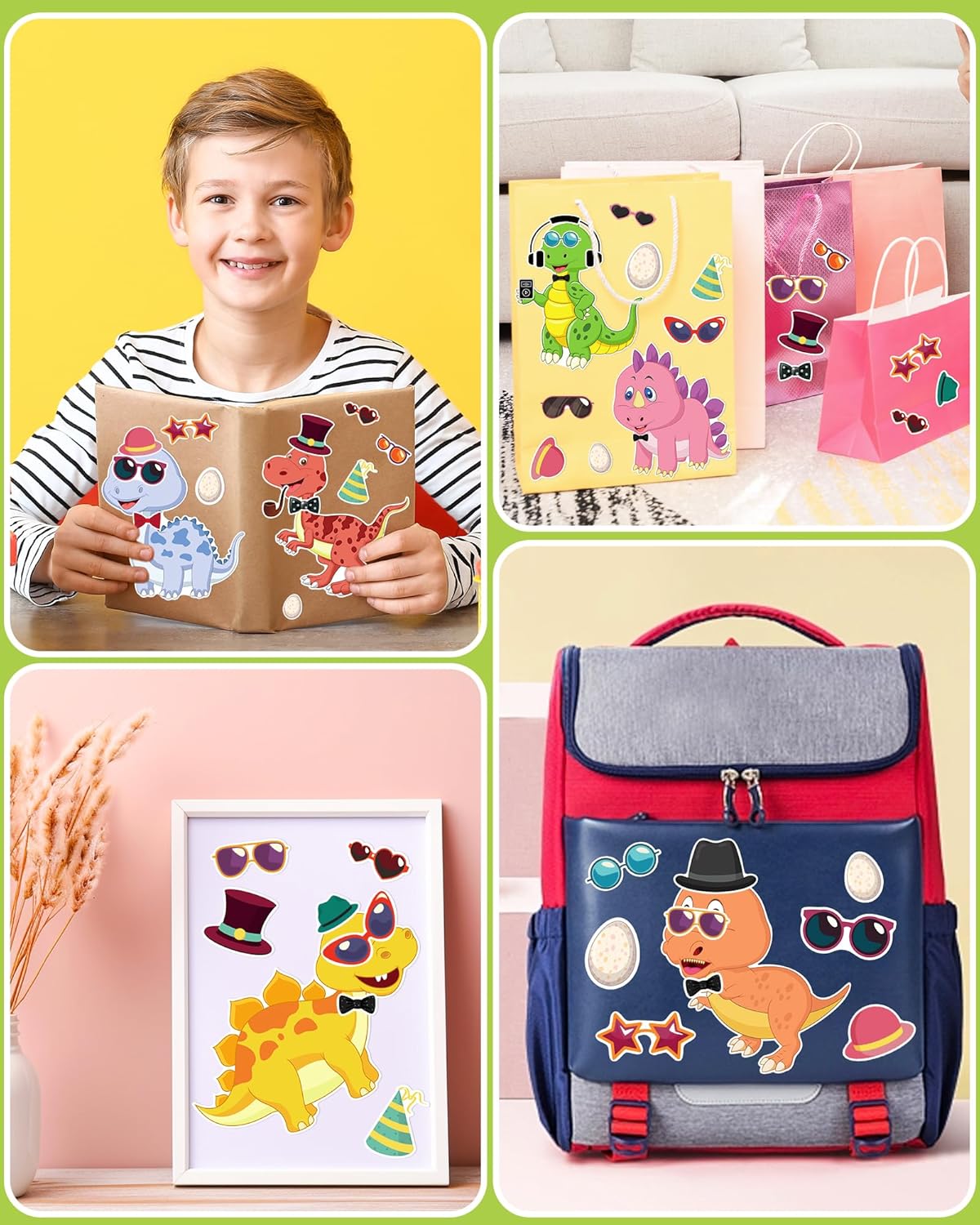 24 Pcs Make Your Own Dinosaur Sticker Sheets, Dinosaur Party Favors Face Stickers for Kids Boys Toddlers Crafts Activities Gift Bags Birthday Party Valentines Day Gifts for Kids Classroom