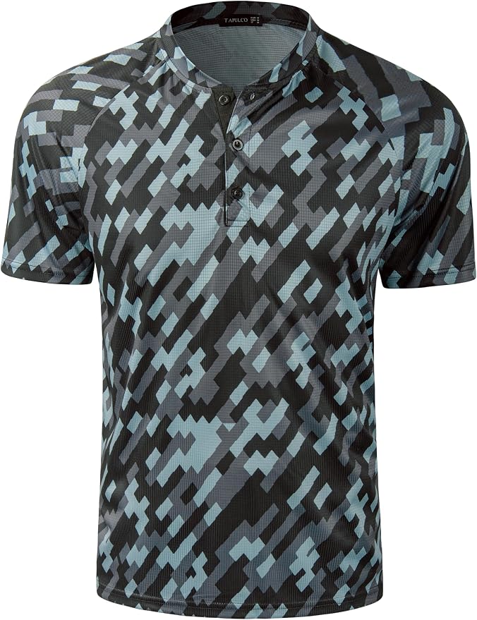 TAPULCO Mens Collarless Golf Shirts Short Sleeve Dry Fit Stretch Casual by TAPULCO