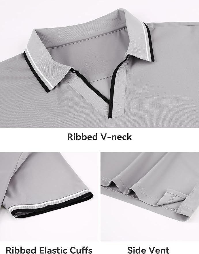 Esabel.C Jacquard Golf Shirts for Men Moisture Wicking Short Sleeve Performance - Image 3