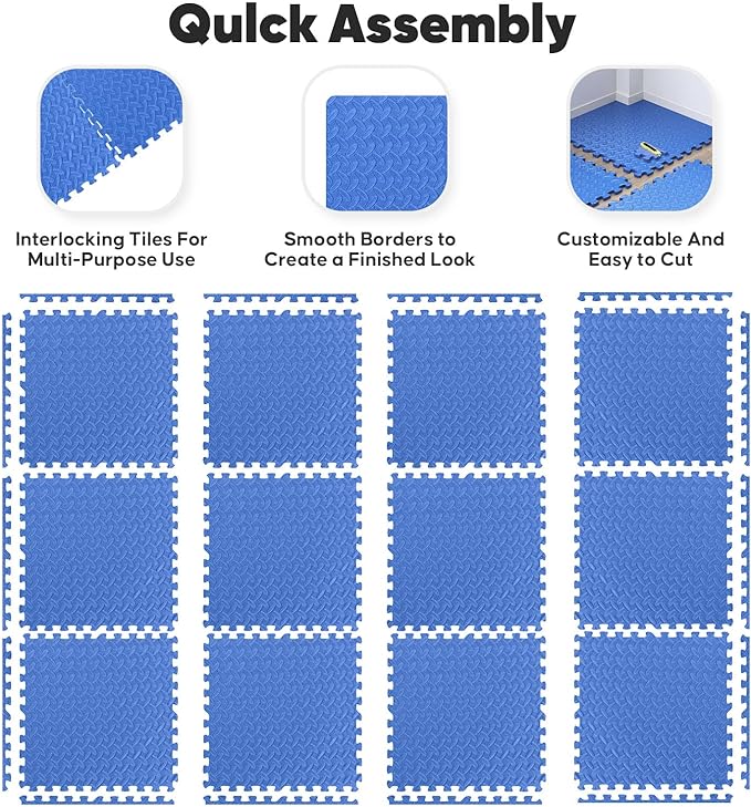 Home Gym Mat, Puzzle Exercise Mat, EVA Interlocking Foam Floor Tiles - Image 6