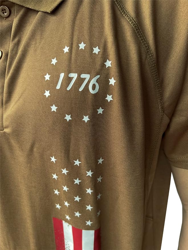 HARGLESMAN Men's 1776 Independence Day American Flag Short Sleeve Polo Golft - Image 7