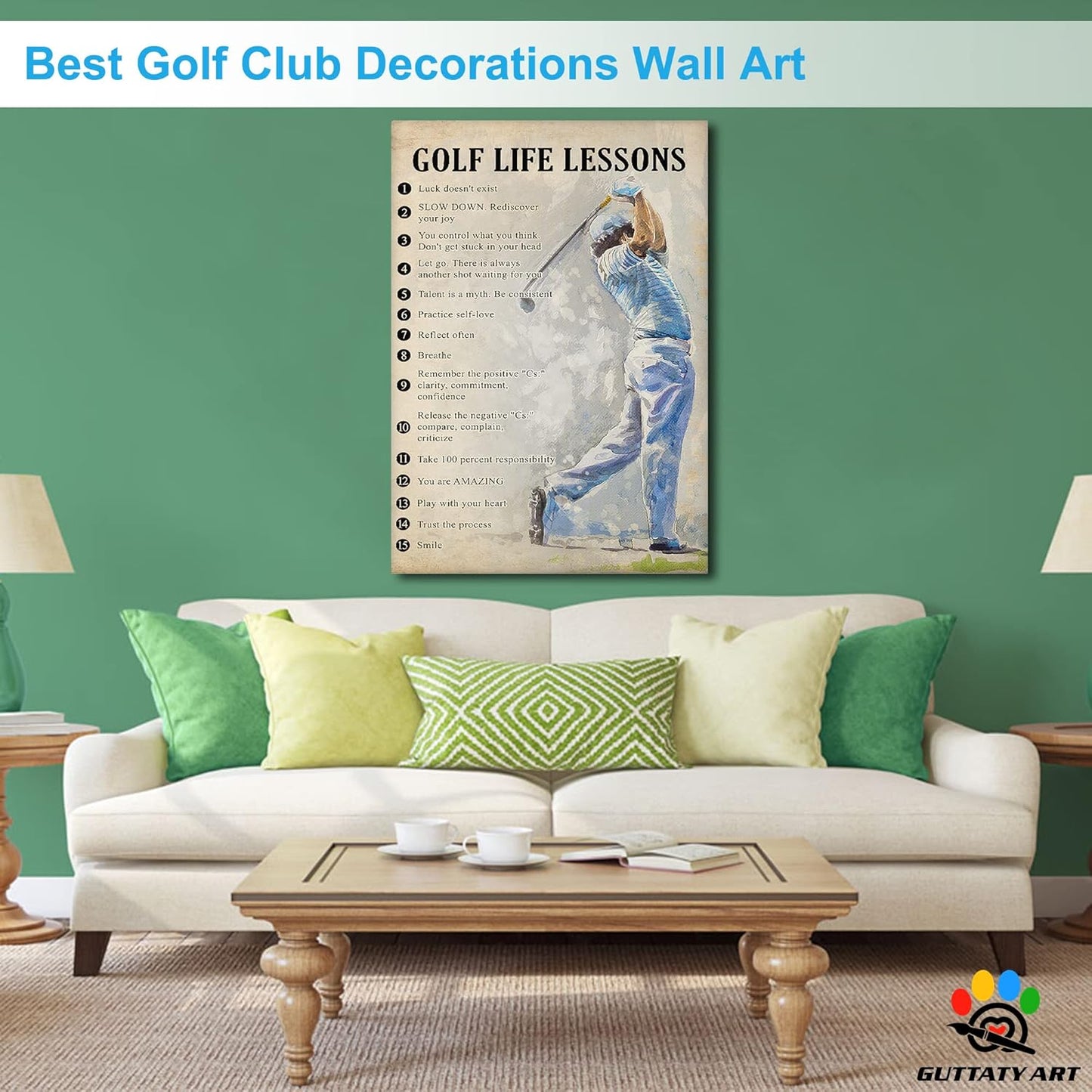 GUTTATY Golf Wall Art, Vintage Golf Pictures Posters Canvas Print Wall Decor for Golfer's Man Cave Home Ofice Ready to Hang (28x40 Inches)