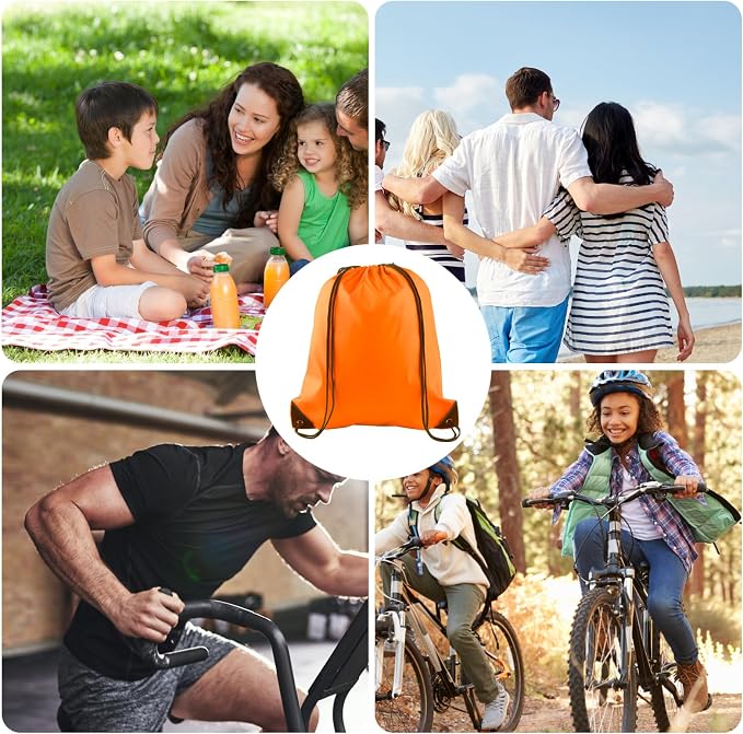 KUUQA 2Pcs Orange Drawstring Backpack Bags Cinch Sack Bulk String Backpack - Image 6
