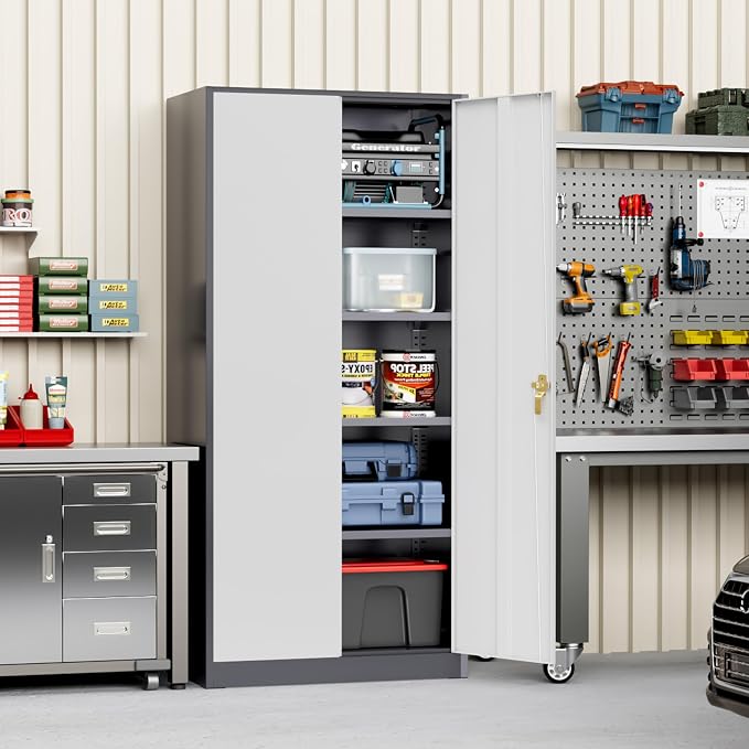 Greenvelly Metal Garage Storage Cabinet, 72” Steel Locking Storage Cabinet - Image 6