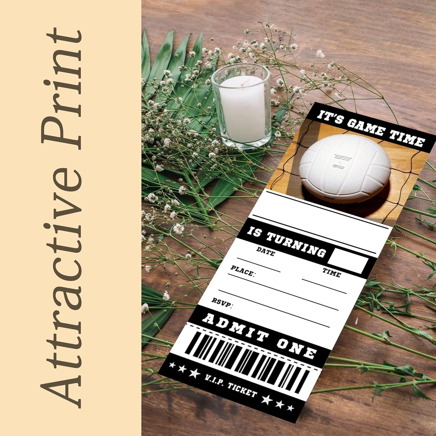 20 Volleyball Game Ticket Invite Cards-Volleyball Birthday Invitation with Envelopes for Teens kids Adults-Sports Birthday Cards-Party Favor & Supplies (3×8 inch)-A09