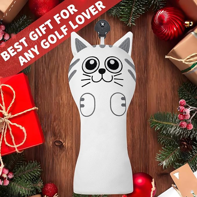 Golf Kitty Head Cover Golf Club White Leather Headcovers 1pc/4pcs Set Fits - Image 8