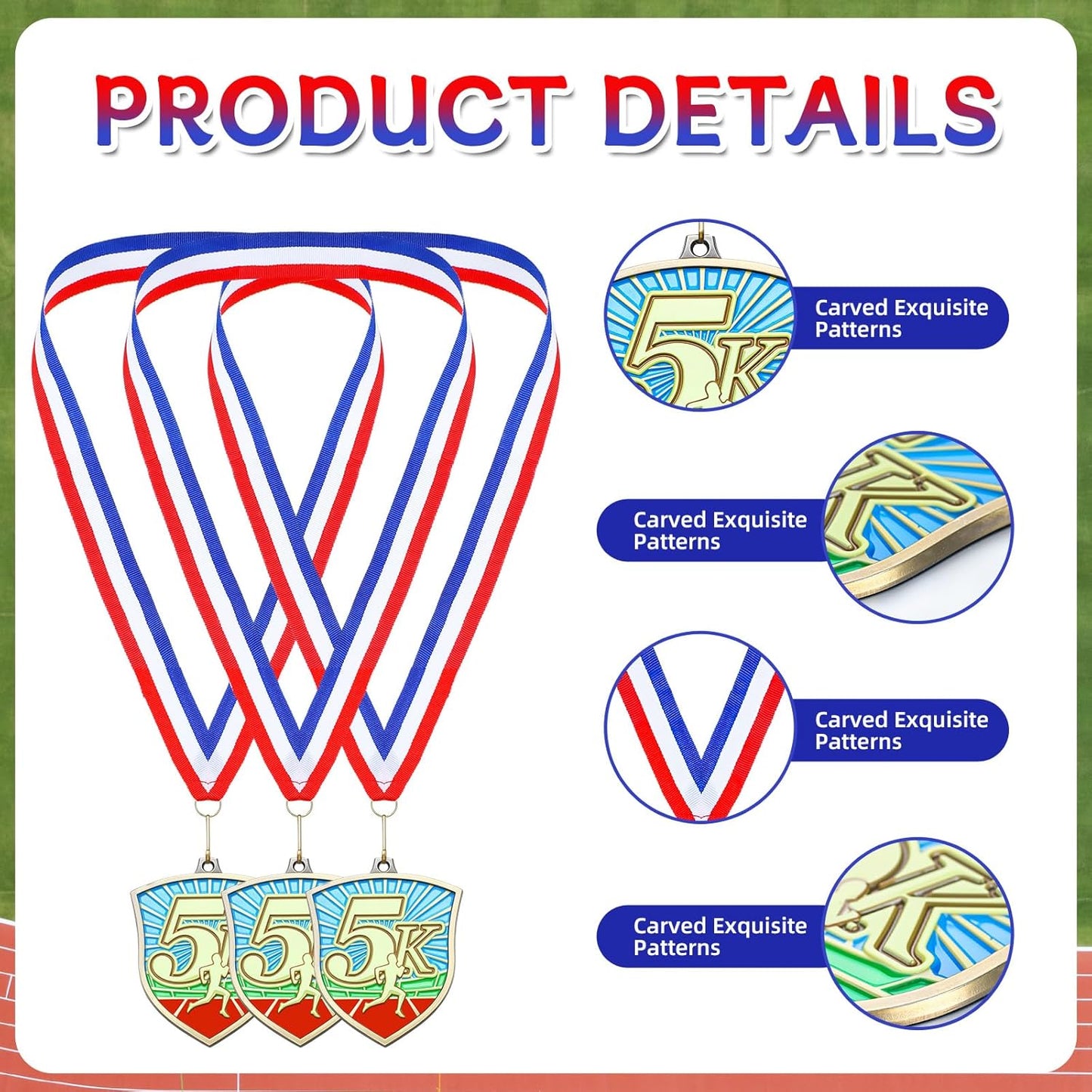 10/20 /30/40 Pcs Award Medals Bulk Sports Medals with Neck Ribbons 2.4 Inch Winner Award Trophy Prize Gift for Sports Themed Party Favors Tournaments School Match