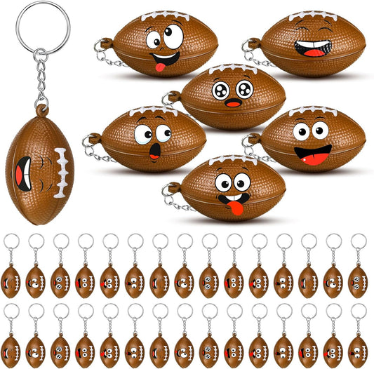 30 Pcs Football Party Favors Sports Party Supplies for Boys Girls Funny Mini Face Stress Ball Keychains Cute Relief Balls for Football Lovers Team Prizes Anxiety Relief Sport Sport Favors