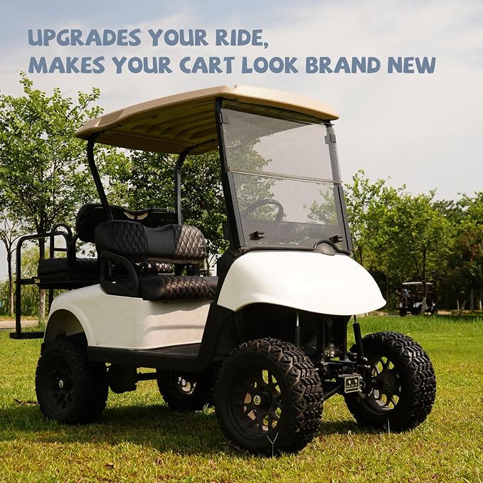 4PCS Golf Cart Diamond Seat Covers Kit, Fits EZGO RXV 2008+ Golf Cart Vinyl - Image 2