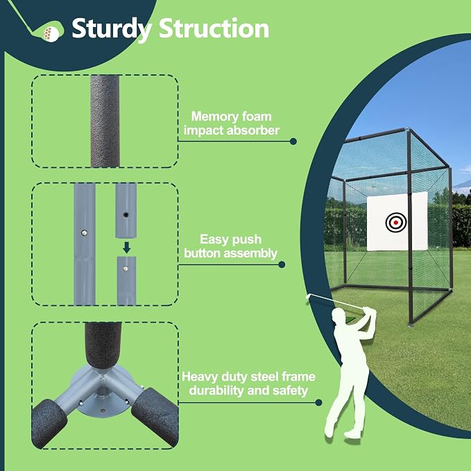 Golf Cage Net with Steel Frame 10x10x10 Ft Golf Practice Nets Used - Image 4