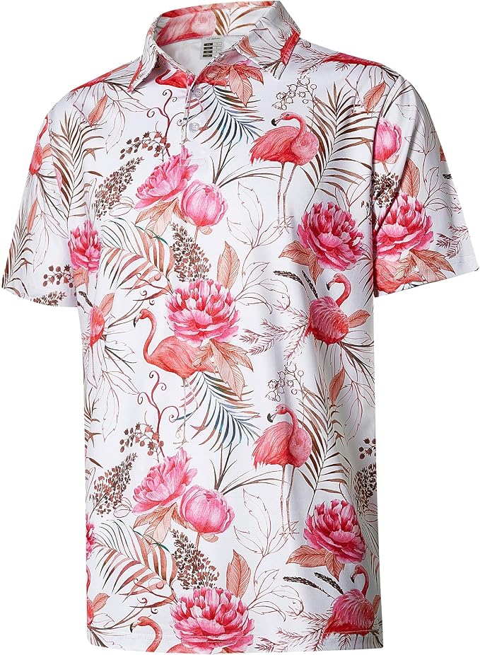 zeetoo Men's Polo Shirts Hawaiian Golf Polos Shirts Short Sleeve Performance by zeetoo