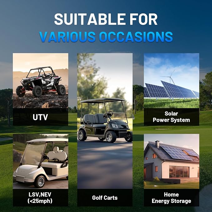 48V 105Ah Lithium Golf Cart Battery, Built-in Smart 250A BMS - Image 8