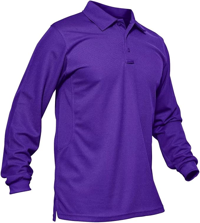MAGCOMSEN Men's Polo Shirts 3 Button Quick Dry Performance Long Sleeve Tactical by MAGCOMSEN
