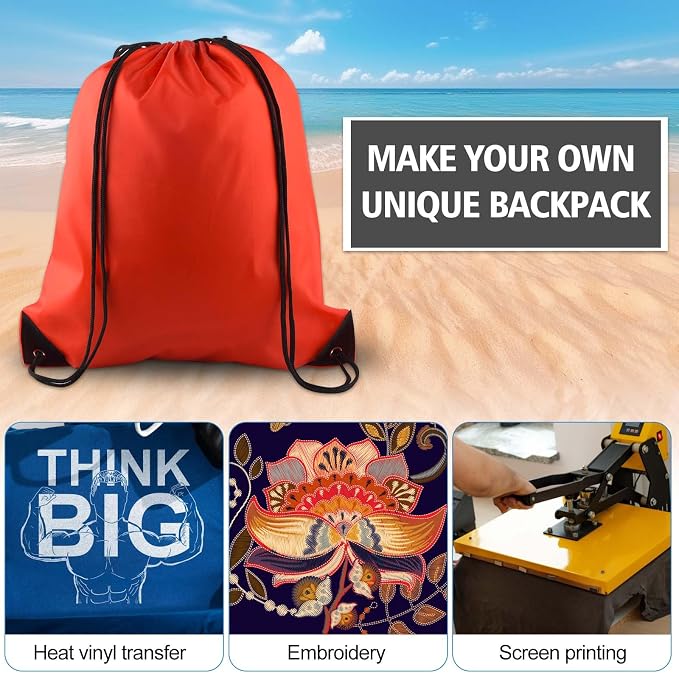 KUUQA 2Pcs Red Drawstring Backpack Bags Sack Bulk String Backpack Storage Bag - Image 4