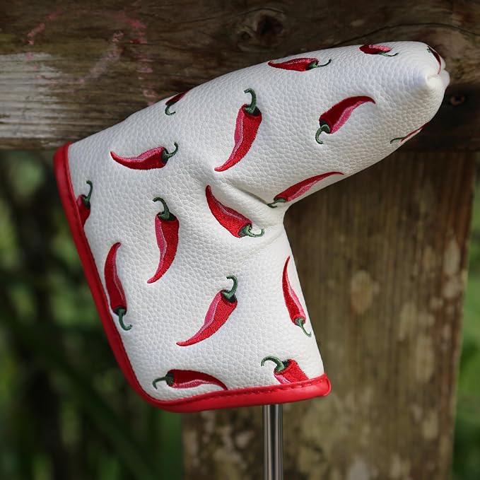 Golf Club Headcover, Premium Leather Embroidery Mallet Putter Cover Blade Head - Image 2