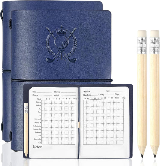 Archerest Golf Scorecard Book with Pencil, Waterproof Leather Golf Scorecard Notebook Log Journal Holder with Pages for Men Golfers, Sports and Outdoor Club Accessories