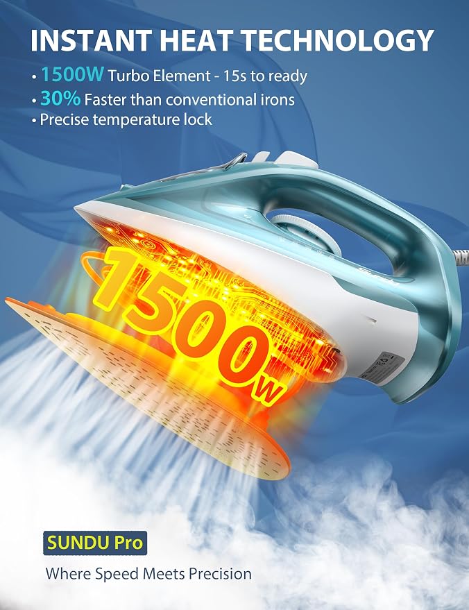 Burst steam Iron for Clothes - 1500W Iron - Image 5