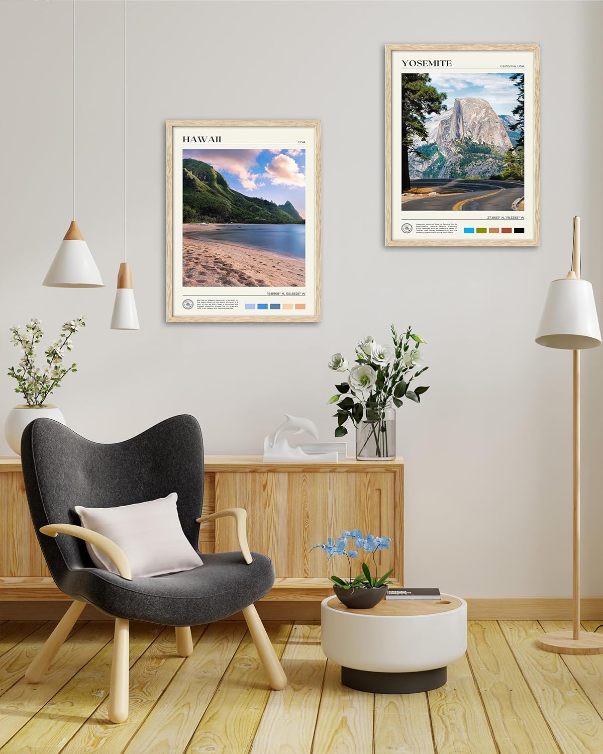 HesenDot Natural OAK Wood Hawaii Framed Wall Art,12x16in Makana Mountain Natural Scenery Canvas Wall Print,Classic Urban City Landmark Wall Decor for Living Room,Bedroom,Office Gallery Gifts Set of 1