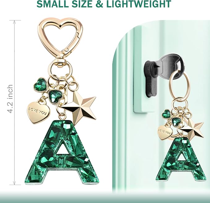 Cute Bling Keychain initial Letter Butterfly Star Pink Purple Gift - Image 3