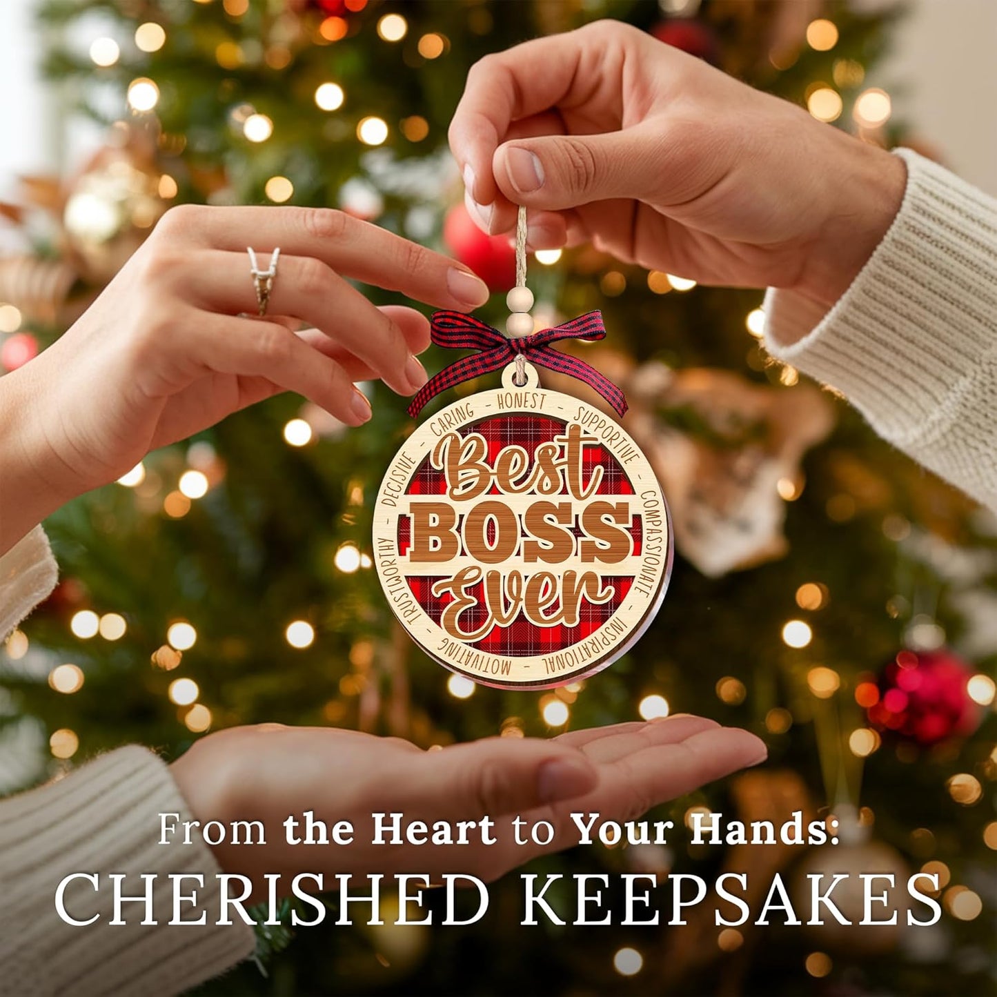 HEXMOZ Boss Christmas Ornament - Thank You Boss Gifts for Men, Women - Boss Lady Gifts for Manager, Leader, Worlds Best Boss Ever Christmas Ornaments Tree Decorations 2025