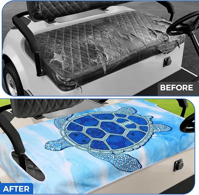 Peryiter Golf Cart Seat Covers Cute Blue Sea Turtle Cart Breathable Seat Covers - Image 2