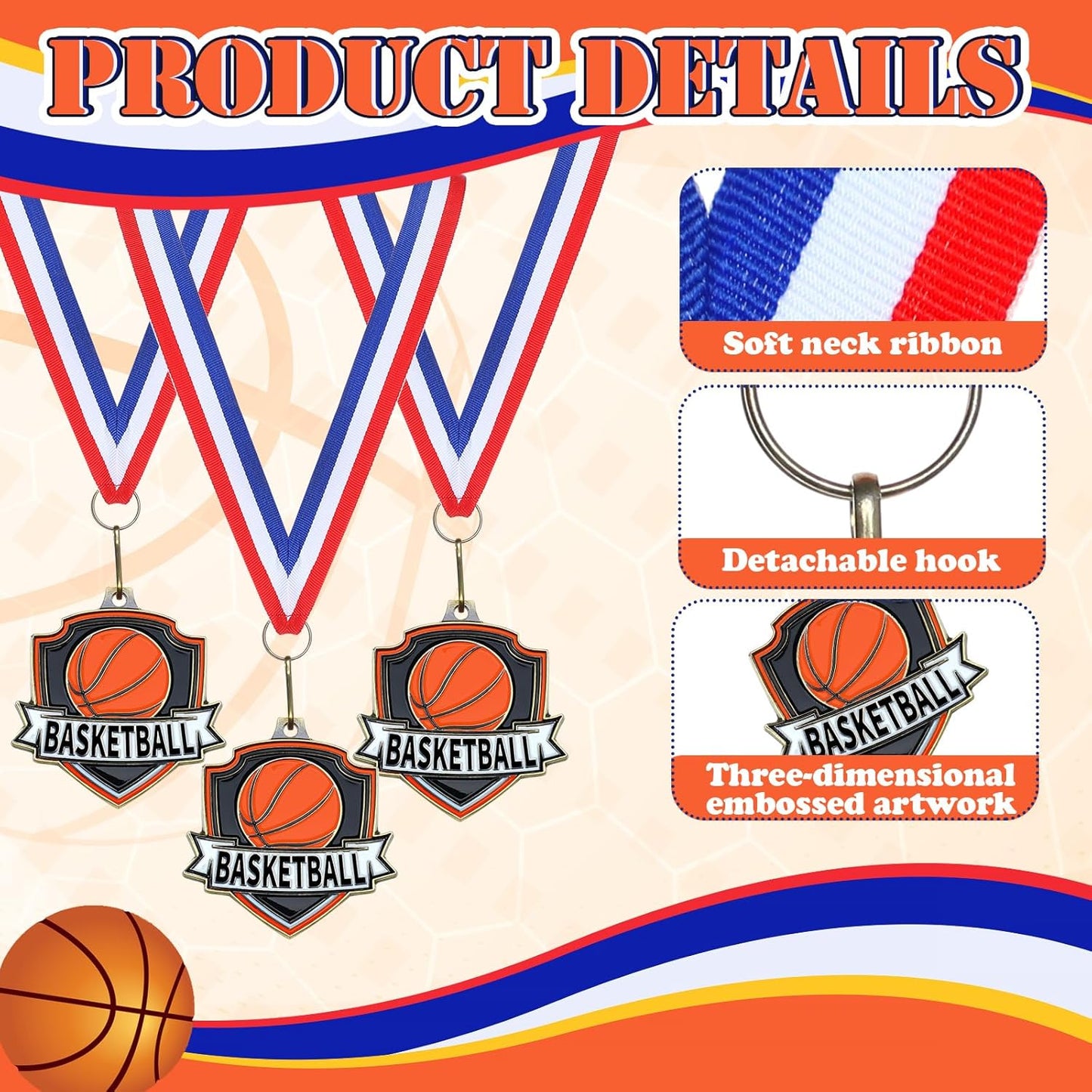 10/20 /30/40 Pcs Award Medals Bulk Sports Medals with Neck Ribbons 2.4 Inch Winner Award Trophy Prize Gift for Sports Themed Party Favors Tournaments School Match