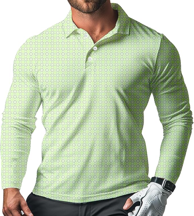 Men's Long Sleeve Golf Shirt Quick Dry 3 Button Work Fishing Outdoor Casual by SQPO