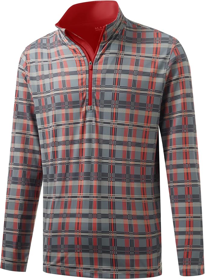 M MAELREG Quarter Zip Golf Pullover Men Dry Fit Long Sleeve Performance Wicking by MAELREG