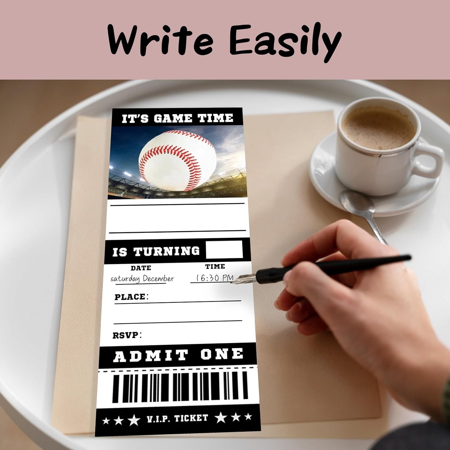 20 Baseball Game Ticket Invite Cards-Baseball Birthday Invitation with Envelopes for Teens kids Adults-Sports Birthday Cards-Party Favor & Supplies (3×8 inch)-A08