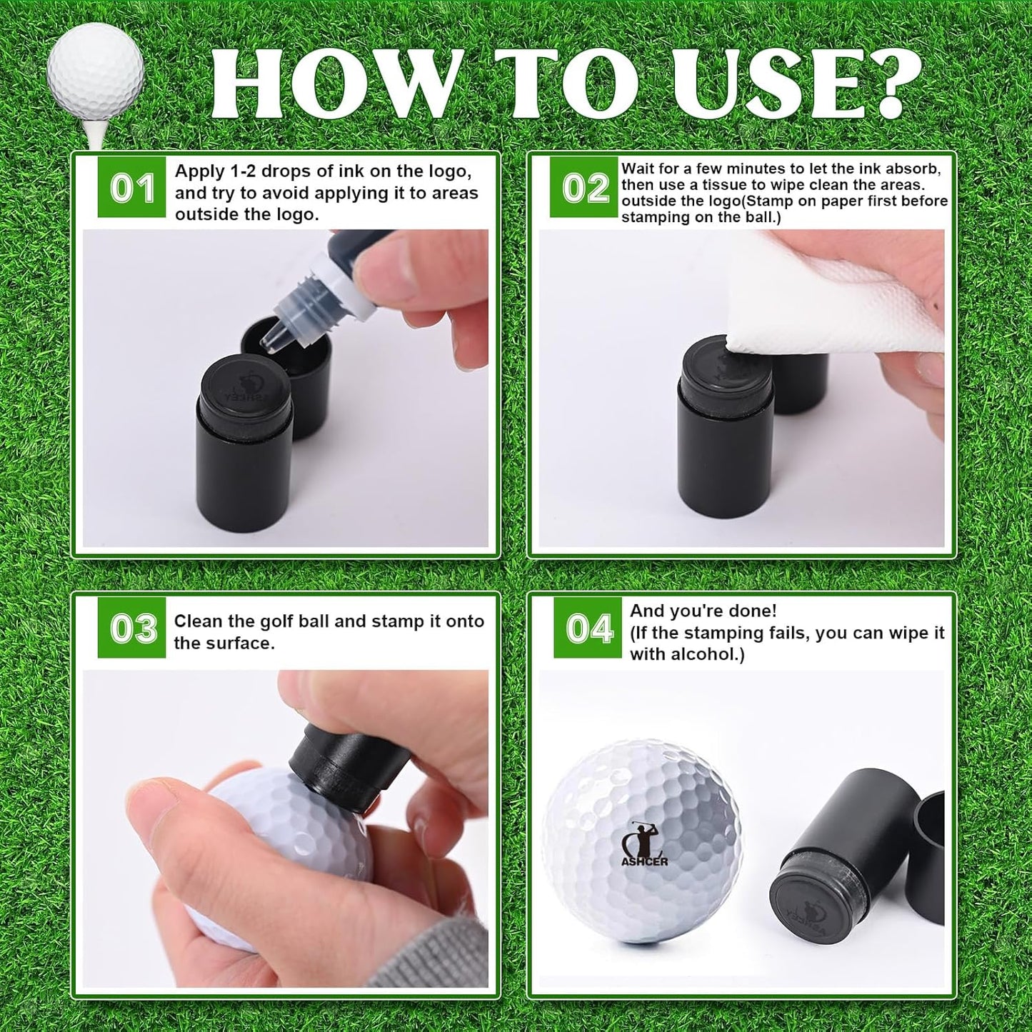 Custom Golf Ball Stamp - Personalized Golf Balls Marker Stamp with Monogram Design - Waterproof Logo Golf Ball Stamper Golf Accessories - Customized Father's Christmas Birthday Gift for Dad Son
