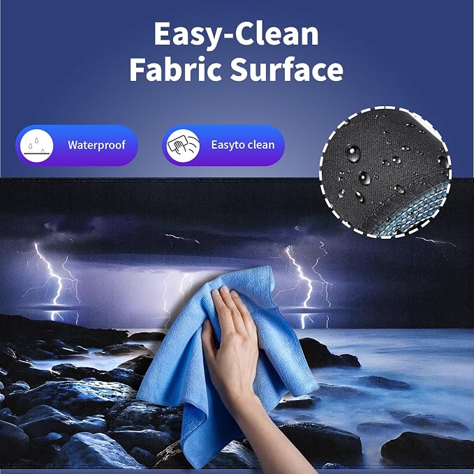 Wknoon. Extra Large Gaming & Office Mouse Pad – Nature Lightning Summer Storm - Image 5