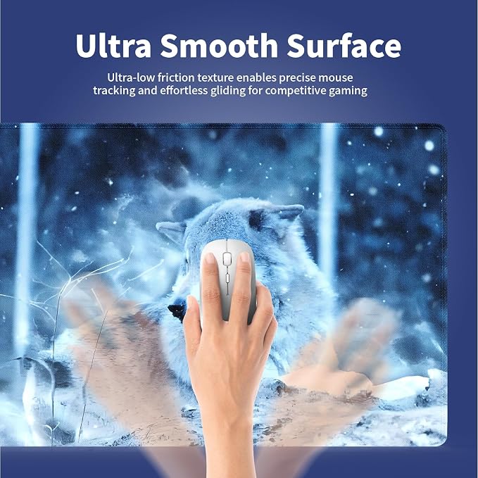 Wknoon. Extra Large Gaming & Office Mouse Pad – Wolf Howling in The Snow Winter - Image 4