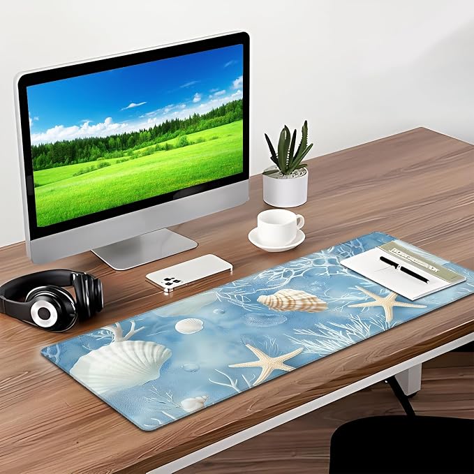 Starfish Coral Ocean Gaming Mouse Pad, Desk Mat, Non-Slip Rubber Base Cool - Image 3