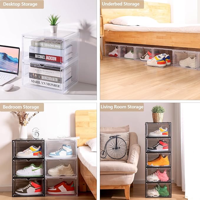 Attelite Shoe Box, Upgraded Large Clear Shoe Storage Box Stackable, 8 Pack - Image 5