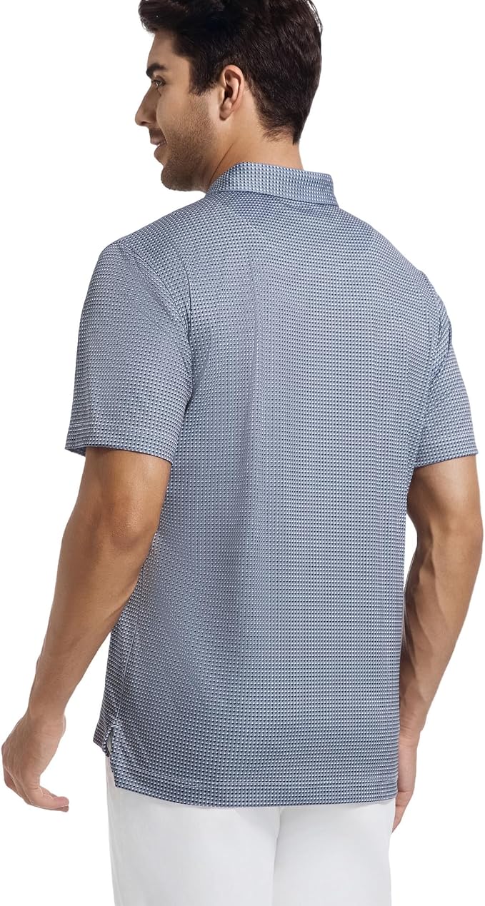 Alex Vando Mens Golf Shirt Moisture Wicking Classic Print Golf Shirts - Image 4