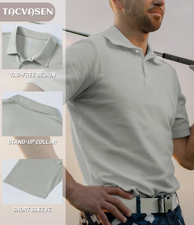TACVASEN Mens Golf Shirt Dry Fit Mens Polo Shirts Short Sleeve Performance Golf - Image 2