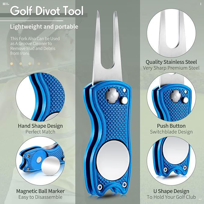 Skylety 4 Pcs Golf Divot Repair Tool Metal Foldable Golf Divot Tool - Image 3