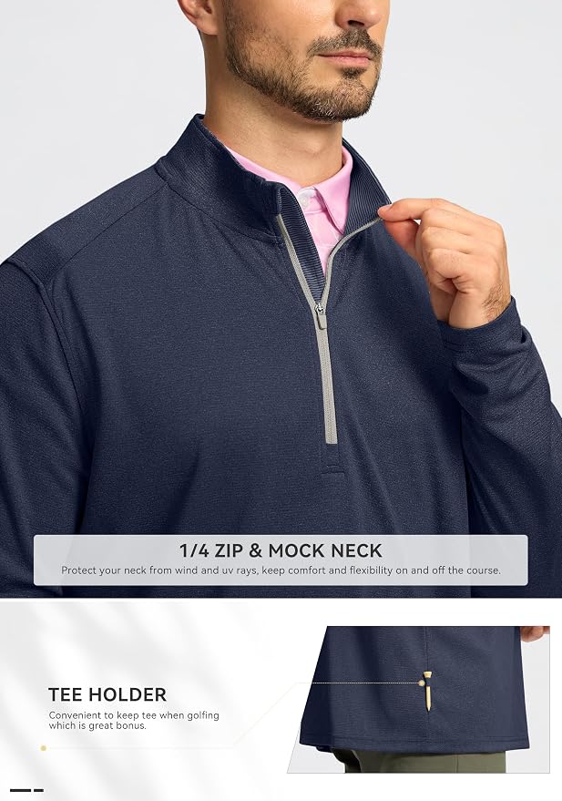 Obla Golf Quarter Zip Pullover for Men Mock Neck Sweatshirt Lightweight Sun - Image 4