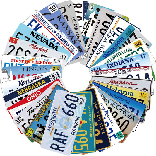 Assorted Replica License Plates, Prop Number Tags, Man Cave Garage Bar Decor, 6x12 inches (5 pcs)