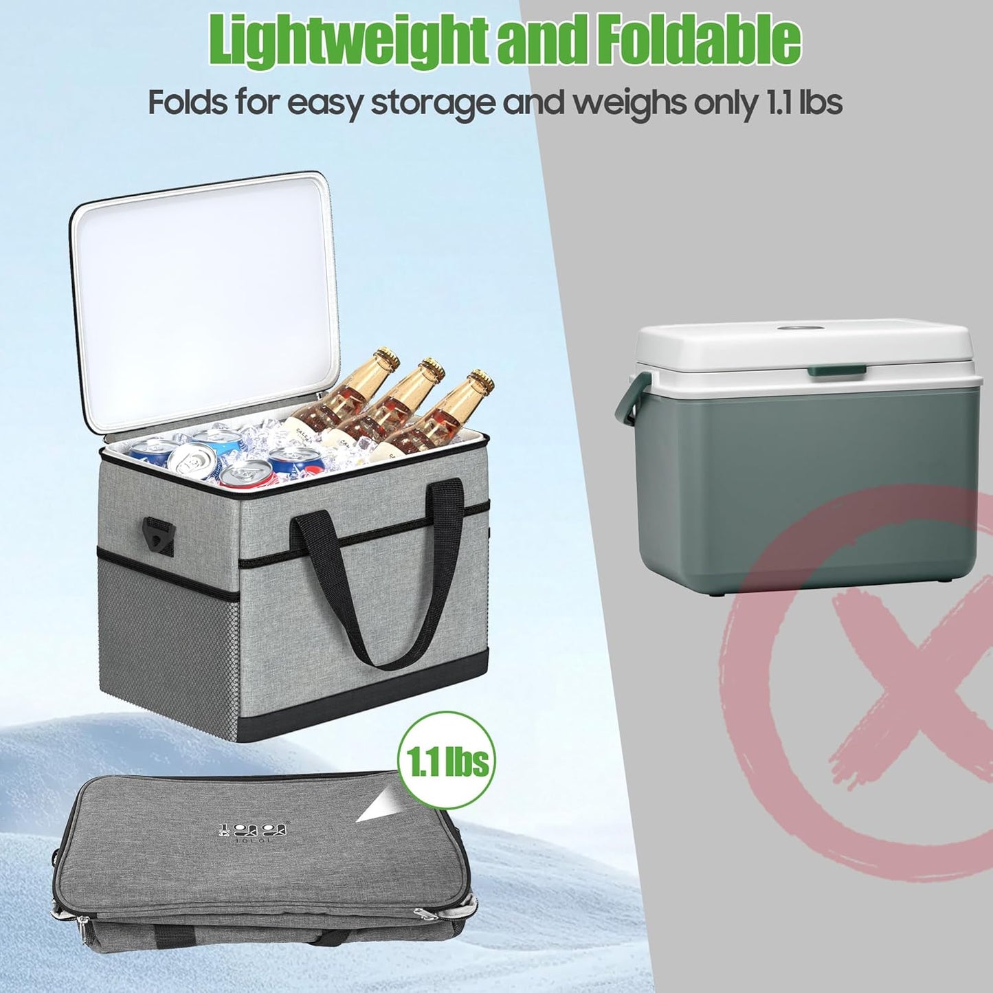 10L0L Golf Cart Ice Bag, 27L Large Capacity Waterproof Oxford Cooler with Multi-Pocket Design, 6-Hour Insulation, Easy Access & Lightweight for Yamaha EZGO Club Car Golf Cart Accessories (Black/Gray)