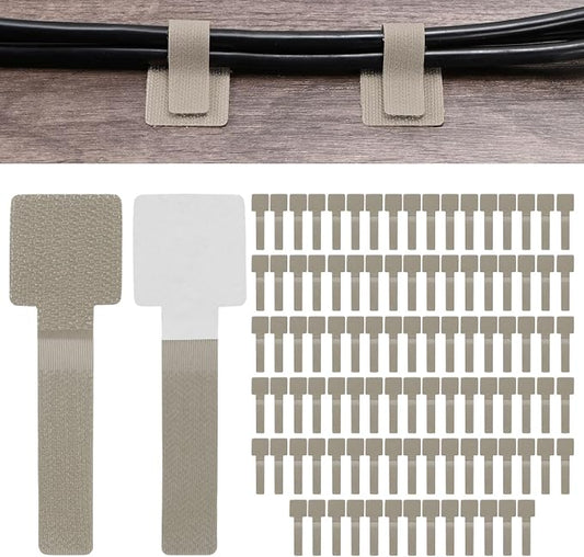 100-Pack Hook and Loop Cable Ties, 3.5 x 1.1 Inch Enhanced Self-Adhesive Cord by MMETERXITY