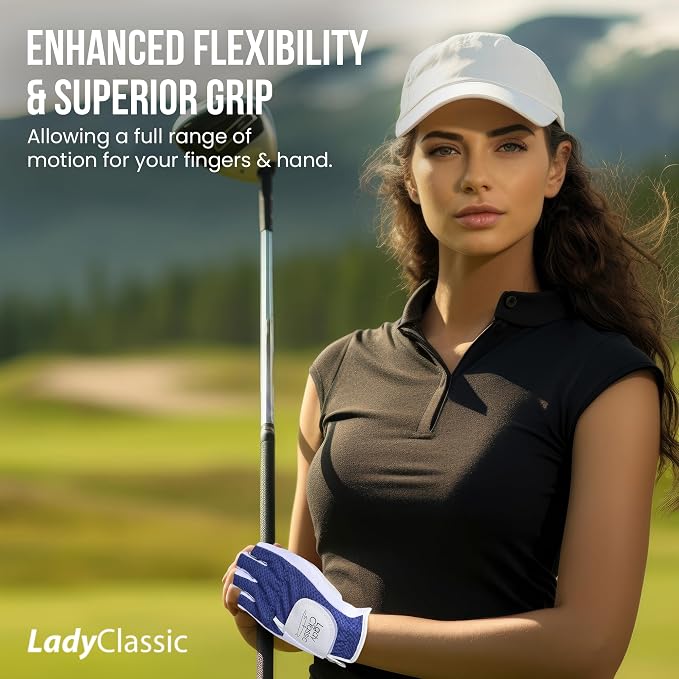 Mesh Half Golf Glove for Women – Premium Cabretta Leather Palm, Breathable Mesh - Image 6