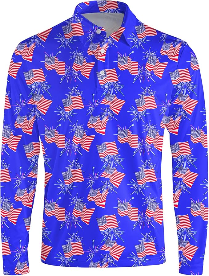Men's Long Sleeve Golf Shirt Quick Dry 3 Button Work Fishing Outdoor Casual - Image 3
