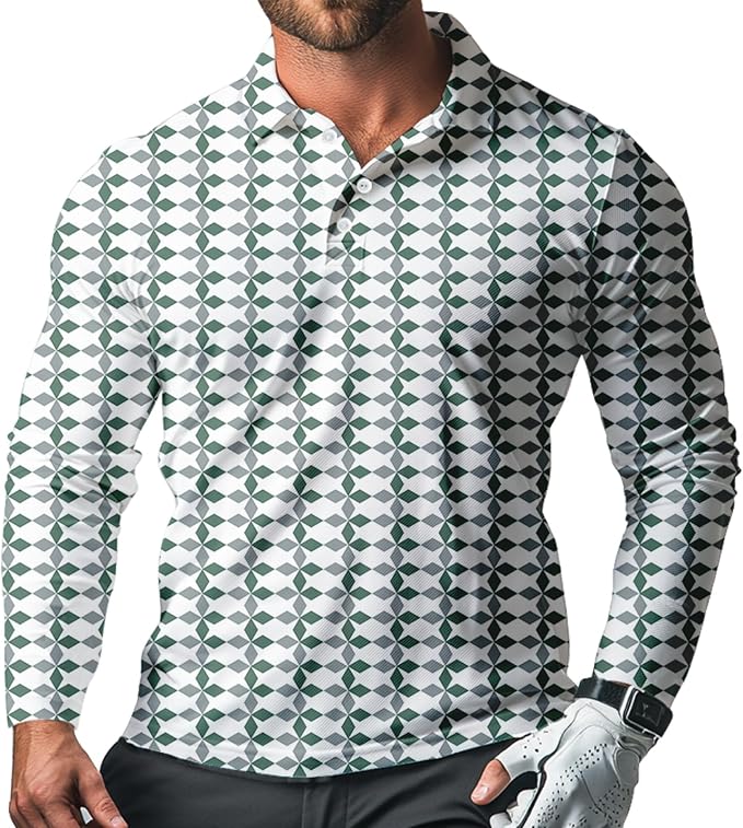 Men's Long Sleeve Golf Shirt Quick Dry 3 Button Work Fishing Outdoor Casual by SQPO