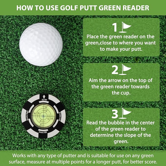 Golf Putt Green Reader, Magnetic Alloy Round Bubble Level, High Precision Reader - Image 3