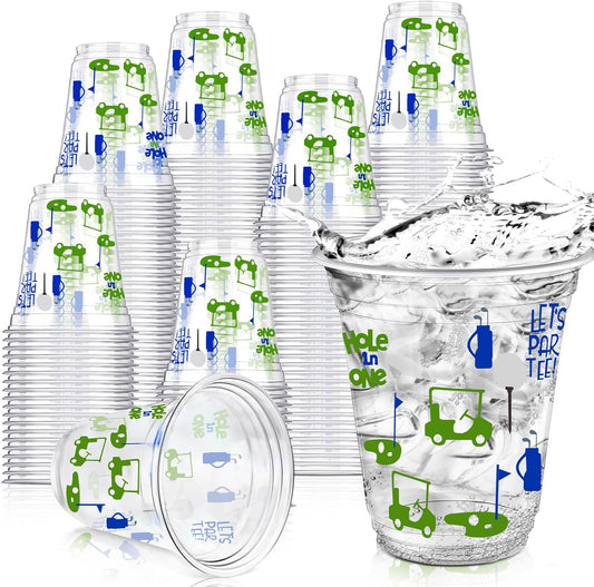 50 Pcs Masters Golf Ball Party Supplies Bulk Clear Plastic Cups 12oz Disposable Let's Par-tee for Home Sports Golf Themed Birthday Bachelor Party Supplies Favors (Blue)