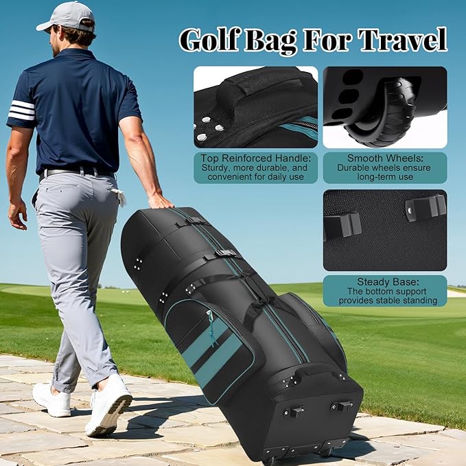 Golf Travel Bag with Wheels, Outdoors Heavy Duty 900D Polyester Waterproof - Image 4