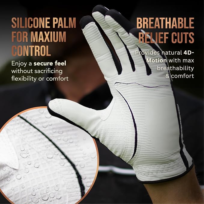 Copper Tech Golf Gloves Men Right Handed Golfer Or Left Handed Golfer | Copper - Image 3