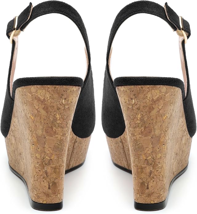 Womens Wedge Platform Sandals Peep Open Toe Slingback Buckle High Heel Dress - Image 4